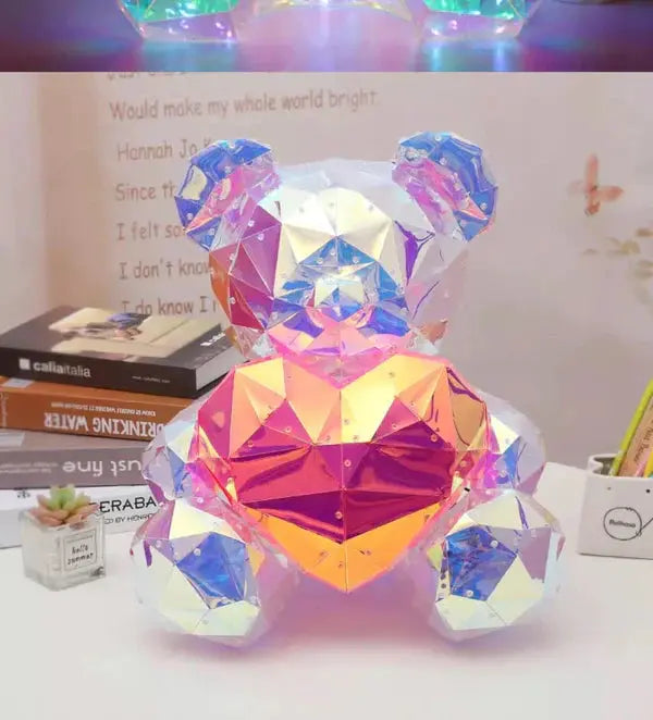 Glowing Teddy Bear Night Light: LED Galaxy Bear Lamp in Exquisite Gift Box