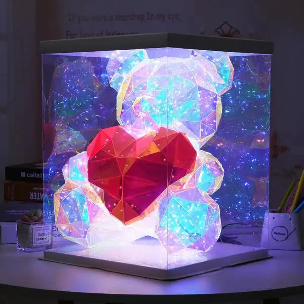 Glowing Teddy Bear Night Light: LED Galaxy Bear Lamp in Exquisite Gift Box