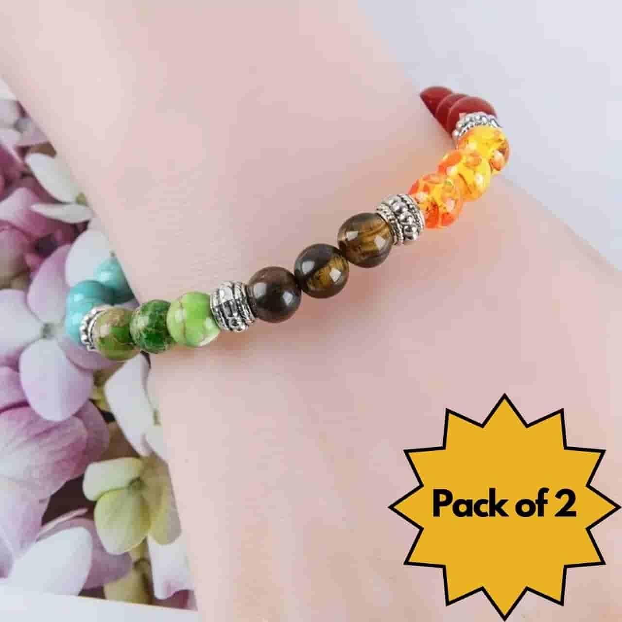 7 Chakra Stones Bracelet Unisex| Buy Combo Pack of 2 |