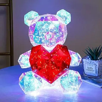 Glowing Teddy Bear Night Light: LED Galaxy Bear Lamp in Exquisite Gift Box
