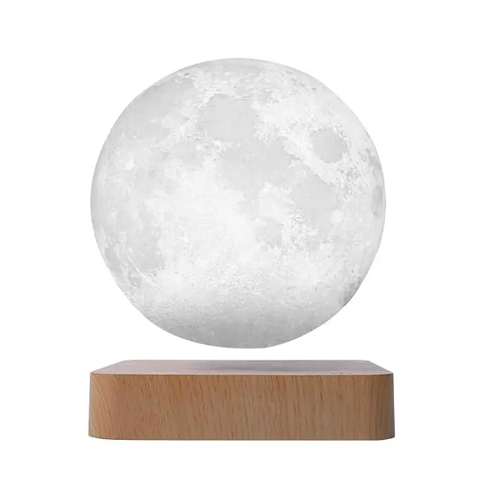 Levitating Moon Lamp: Floating 3D Moon Night Light with Wooden Base