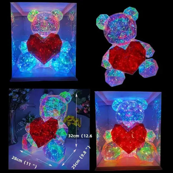 Glowing Teddy Bear Night Light: LED Galaxy Bear Lamp in Exquisite Gift Box