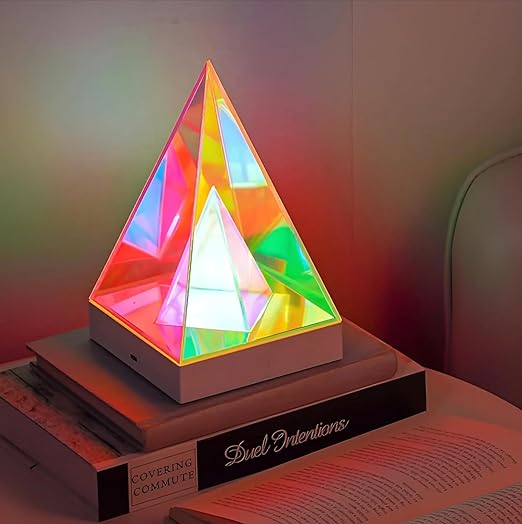 Colorful Pyramid 3D Art LED Night Lamp - USB Powered Decorative Light