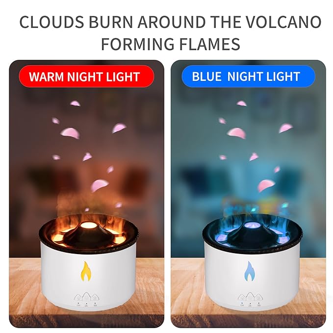 Aromatherapy Essential Oil Diffuser 360ML - Flame and Volcano Modes, with 10ML Hotel Collection Essential Oil