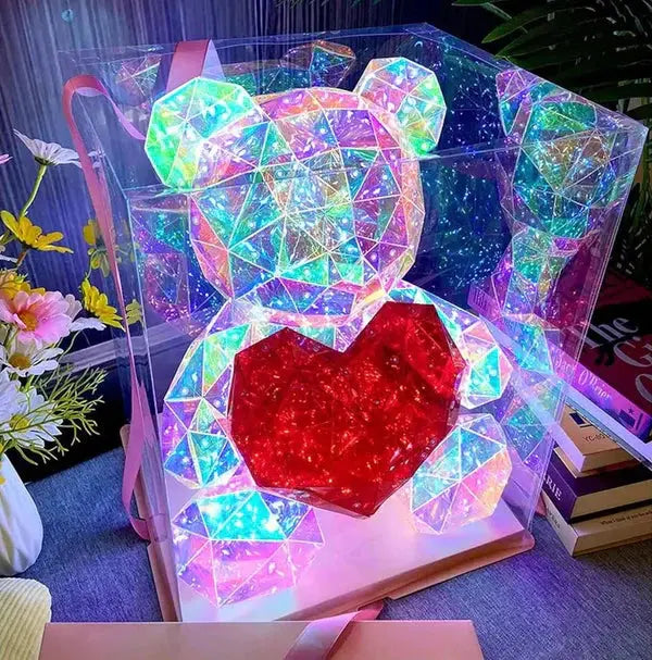 Glowing Teddy Bear Night Light: LED Galaxy Bear Lamp in Exquisite Gift Box