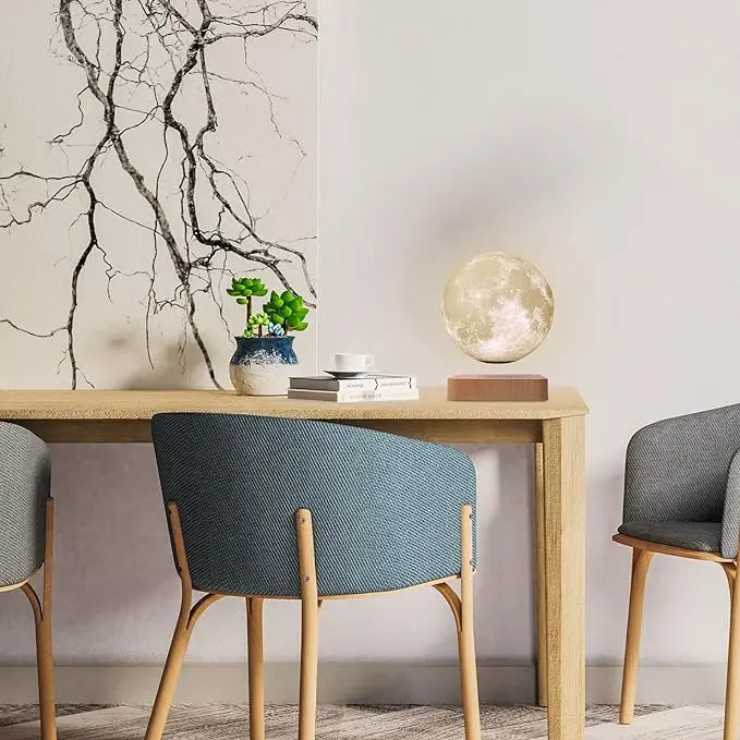 Levitating Moon Lamp: Floating 3D Moon Night Light with Wooden Base