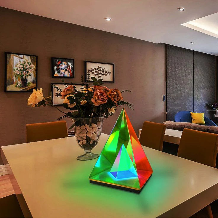 Colorful Pyramid 3D Art LED Night Lamp - USB Powered Decorative Light