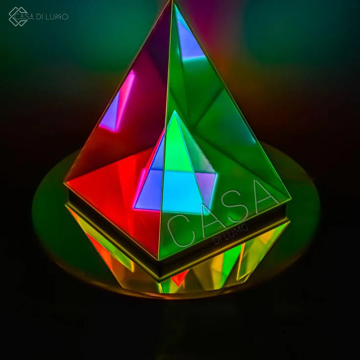 Colorful Pyramid 3D Art LED Night Lamp - USB Powered Decorative Light