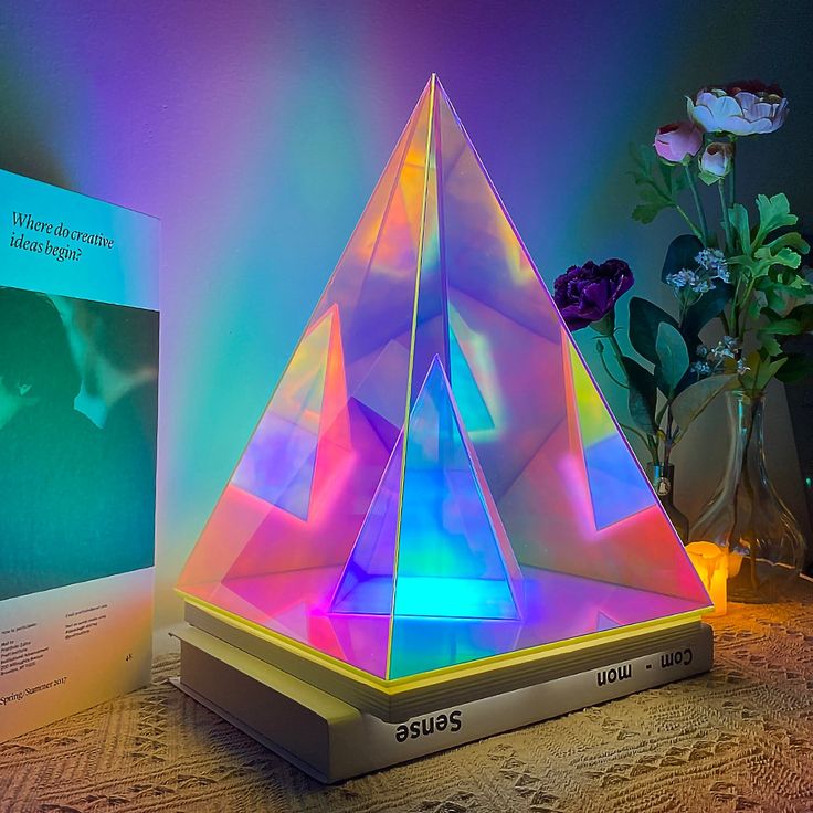Colorful Pyramid 3D Art LED Night Lamp - USB Powered Decorative Light