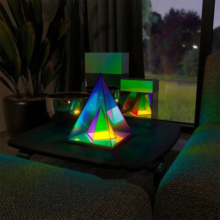 Colorful Pyramid 3D Art LED Night Lamp - USB Powered Decorative Light