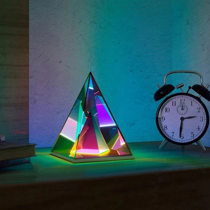 Colorful Pyramid 3D Art LED Night Lamp - USB Powered Decorative Light