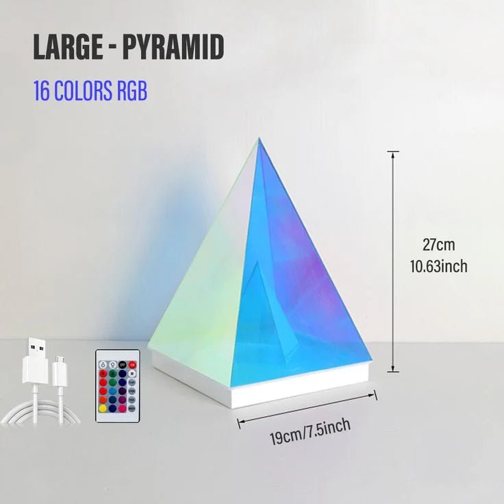 Colorful Pyramid 3D Art LED Night Lamp - USB Powered Decorative Light