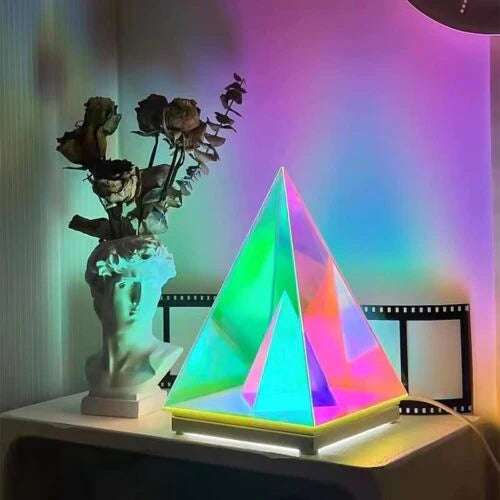 Colorful Pyramid 3D Art LED Night Lamp - USB Powered Decorative Light