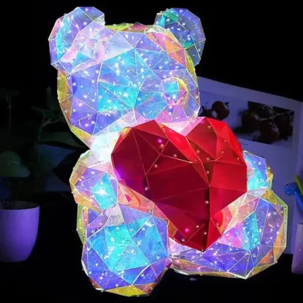 Glowing Teddy Bear Night Light: LED Galaxy Bear Lamp in Exquisite Gift Box