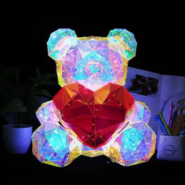 Glowing Teddy Bear Night Light: LED Galaxy Bear Lamp in Exquisite Gift Box