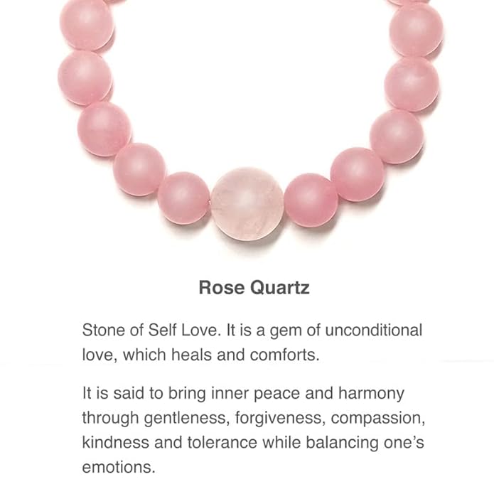Lab Certified Semi-Precious Unisex Bracelet | 18beads Stretchable Bracelet | Natural Crystal Healing Stone |Finest Rose Quartz Stones (Pack of 2)