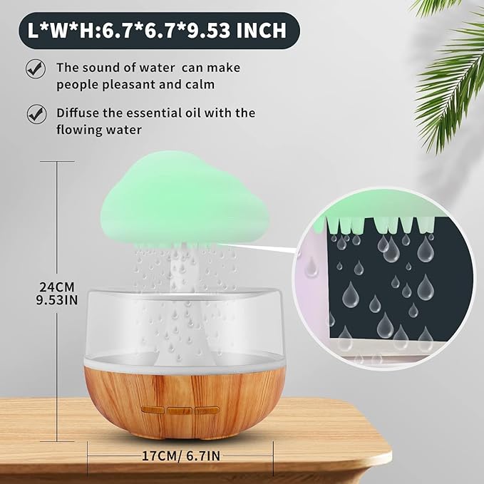 decor baazar Cloud Rain Drop Humidifier Diffuser with Essential Oil - White