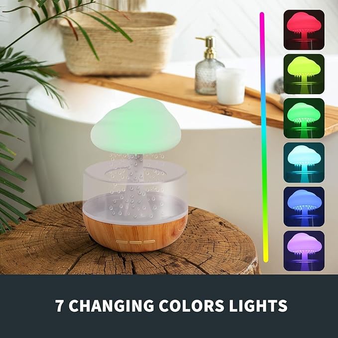 decor baazar Cloud Rain Drop Humidifier Diffuser with Essential Oil - White