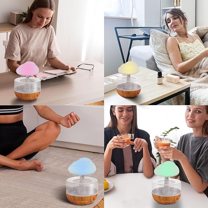 decor baazar Cloud Rain Drop Humidifier Diffuser with Essential Oil - White