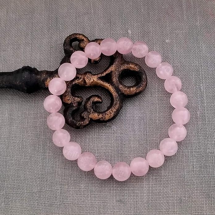 Lab Certified Semi-Precious Unisex Bracelet | 18beads Stretchable Bracelet | Natural Crystal Healing Stone |Finest Rose Quartz Stones (Pack of 2)