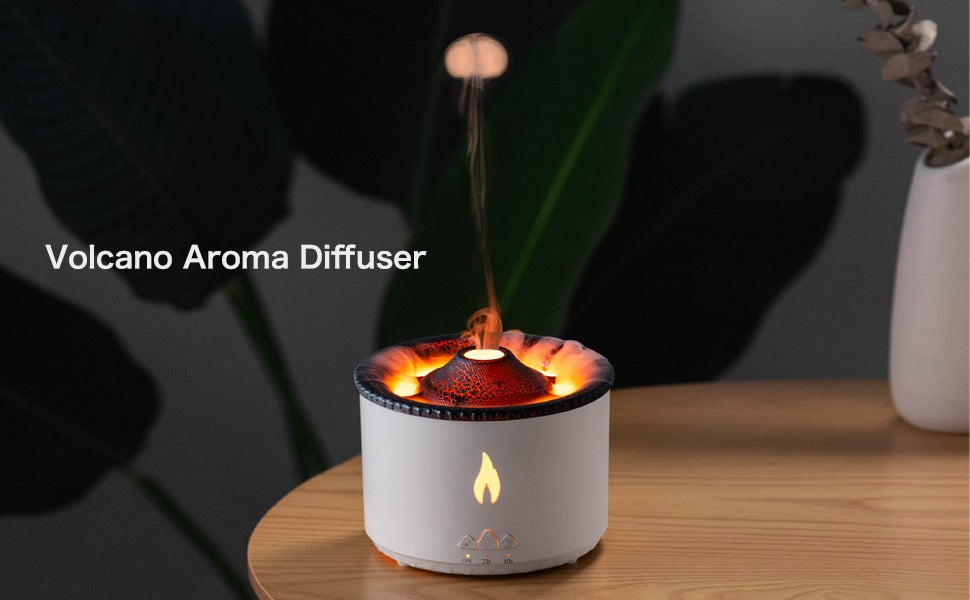Aromatherapy Essential Oil Diffuser 360ML - Flame and Volcano Modes, with 10ML Hotel Collection Essential Oil